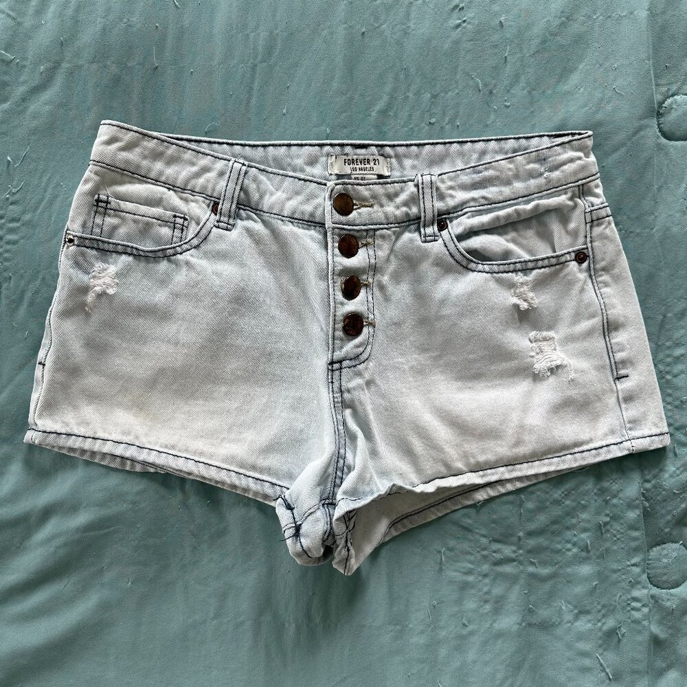 Forever 21 Blue Light Wash Jean Denim Shorts Size 27